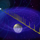 Concepto artístico que ilustra cómo el campo gravitatorio de la enana blanca altera las emisiones del púlsar.